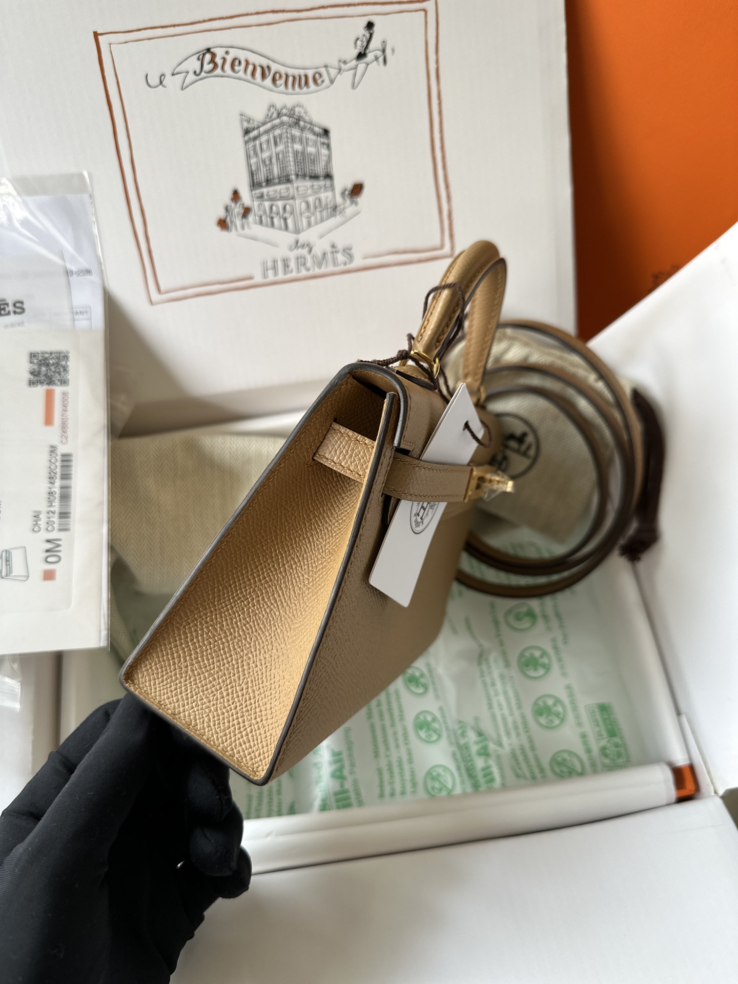 에르메스 미니 켈리백 20 카멜 금장 앱송